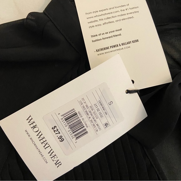 WHOWHATWEAR Sheer Accordion Pleat Tie Neck Blouse - Picture 11 of 16